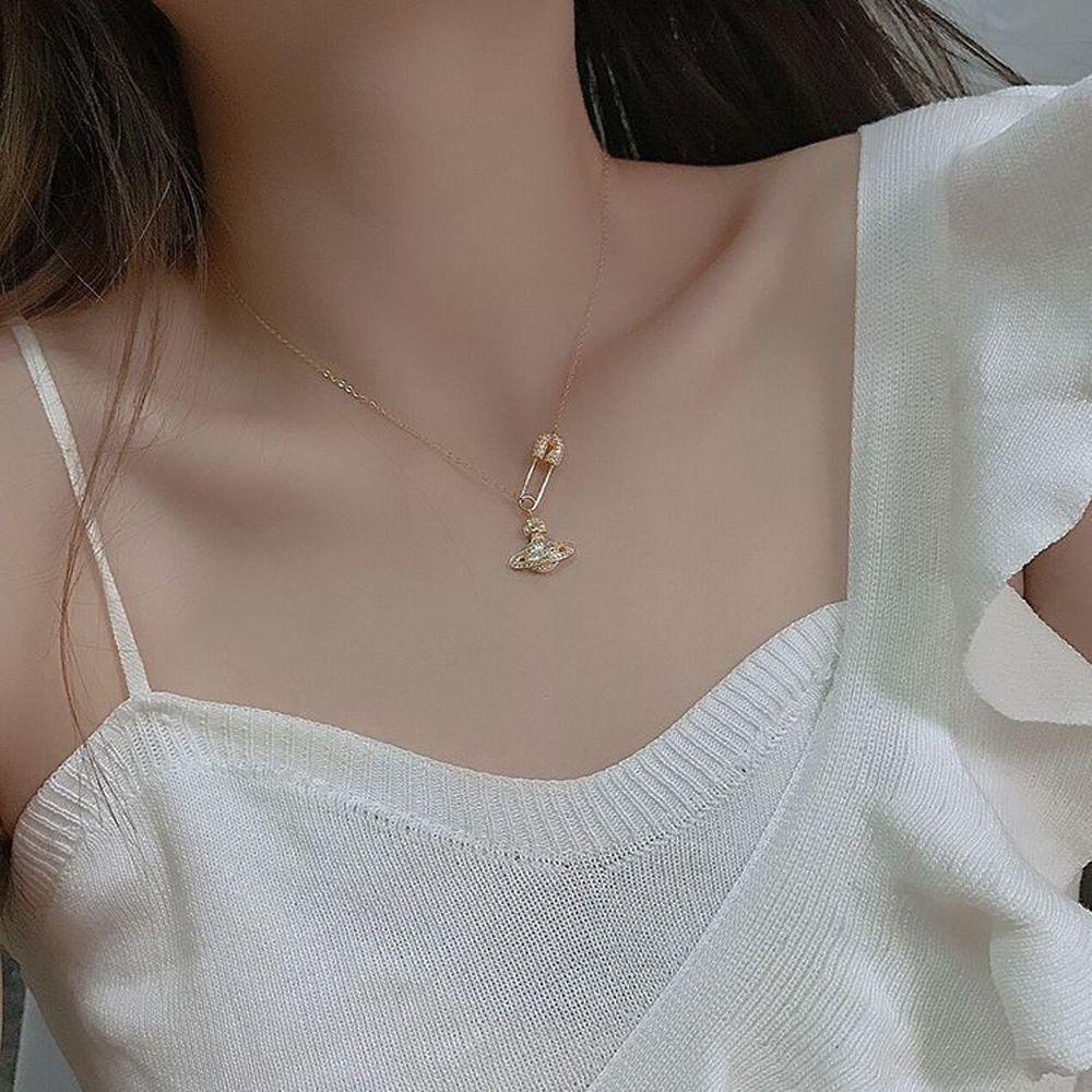 FORBETTER Dây Chuyền Mặt Hình Hành Tinh Phong Cách Vintage Hàn Quốc Cho Nữ