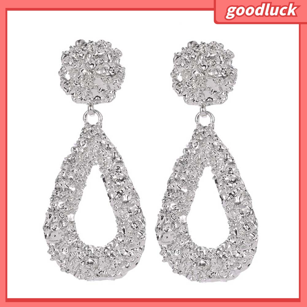 Bohemia Phụ nữ Hình học Emboss Rỗng Giọt nước mắt Dangle Stud Bông tai Trang sức Quà tặng