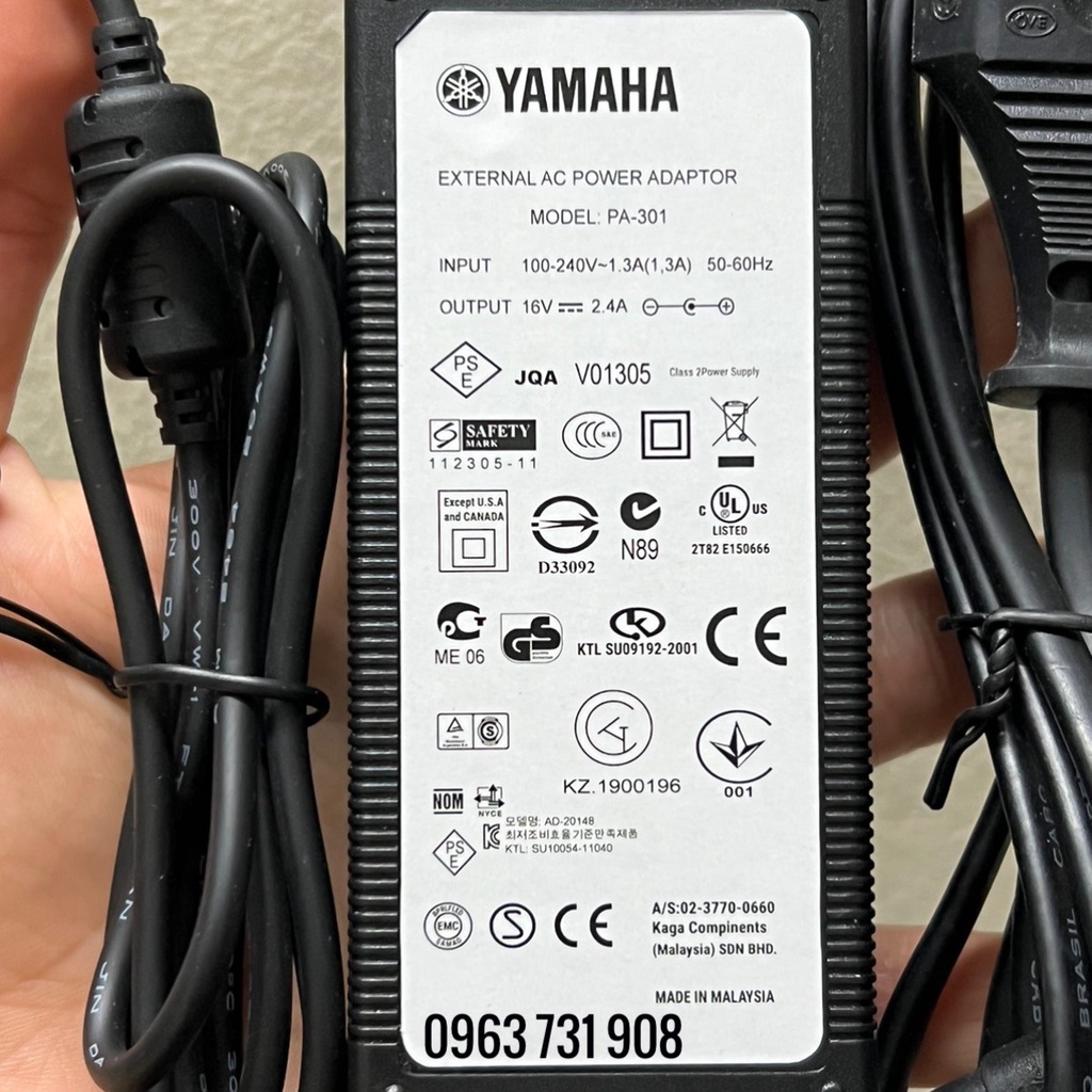 Cục nguồn cho đàn Yamaha PSR-S970 16V 2.4A chính hãng Yamaha