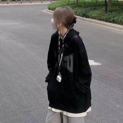 Áo Hoodie Tay Dài Form Rộng Theo Phong Cách Preppy Dễ Phối Đồ