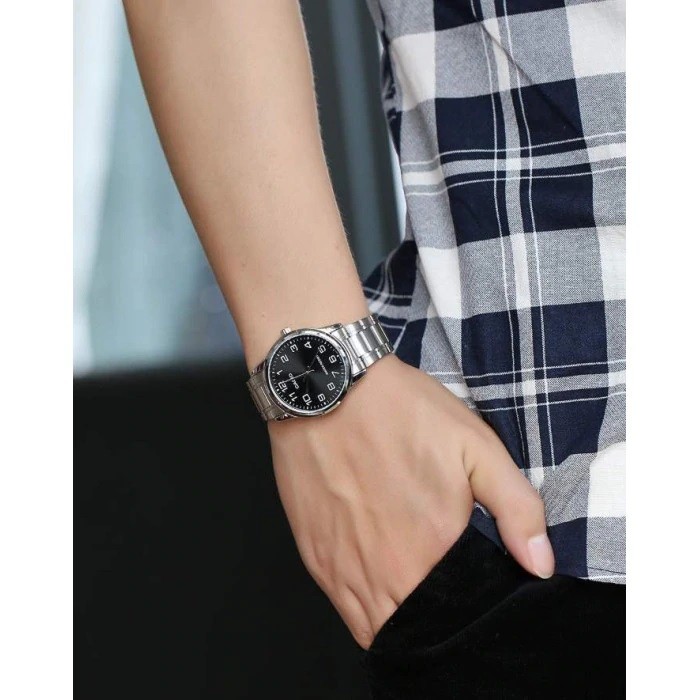 Đồng hồ đôi nam nữ dây kim loại Casio Anh Khuê MTP/LTP V001D-1B