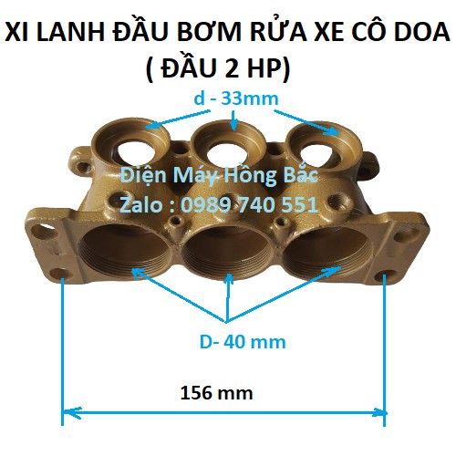 Phụ tùng đầu bơm rửa xe cô doa 2 HP - Xy lanh, buồng áp, buồng hút đầu bơm 2HP