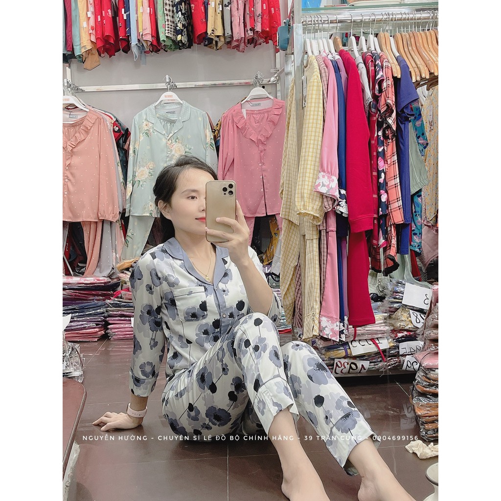 Bộ lụa cao cấp pijama nữ hãng Karoll - NH21.006 (4 màu kèm hình tự chụp)