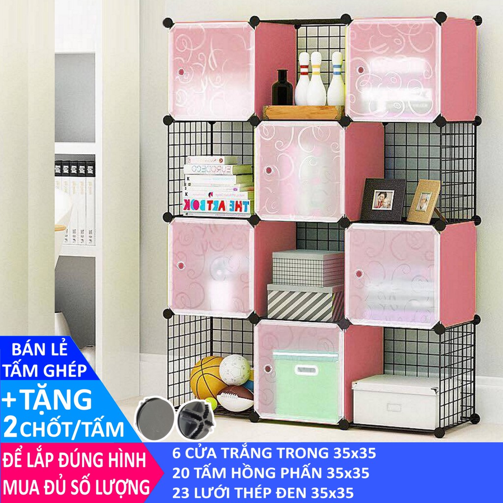 Tấm nhựa ghép đa năng 35x35cm của dùng cho tủ ghép, làm quây chuồng thú cưng, chó, mèo TẶNG 2 CHỐT/TẤM