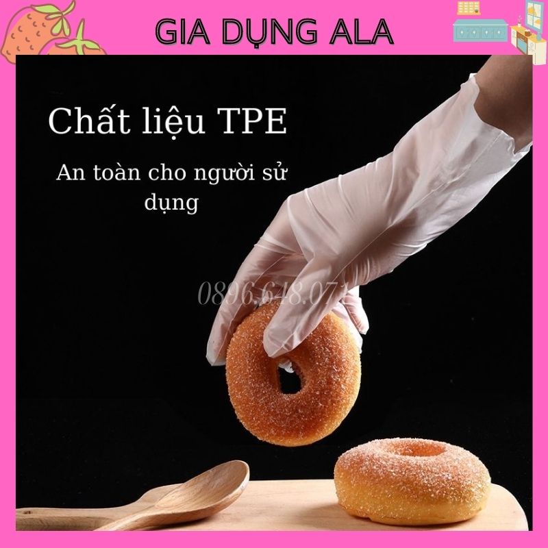 Găng Tay Siêu Dai Làm Bếp Nấu Ăn TPE Đa Năng (Hộp 100 Chiếc), Gang Tay Kiêm Bao Tay Làm Bánh