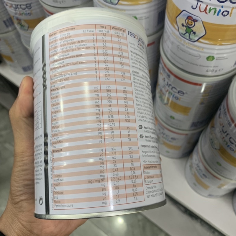 Sữa béo đức resource junior 400g date xa