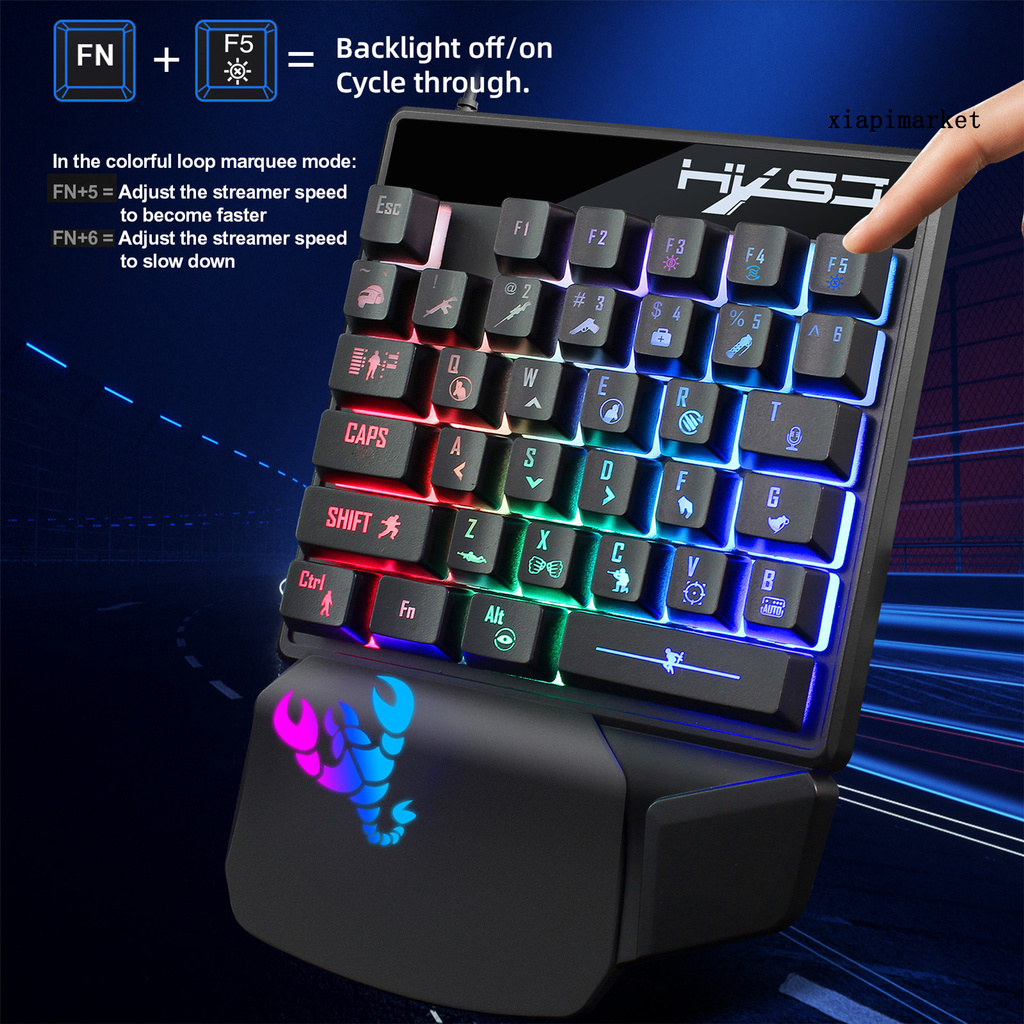 Bàn Phím Gaming Hxsj V400 Một Tay Có Dây + Đèn Nền 35 Phím