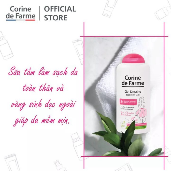 [CHÍNH HÃNG] Corine De Farme Gel Tắm Toàn Thân Và Làm Sạch Vùng Cơ Quan Sinh Dục Ngoài Shower Gel 2 In 1 250ml