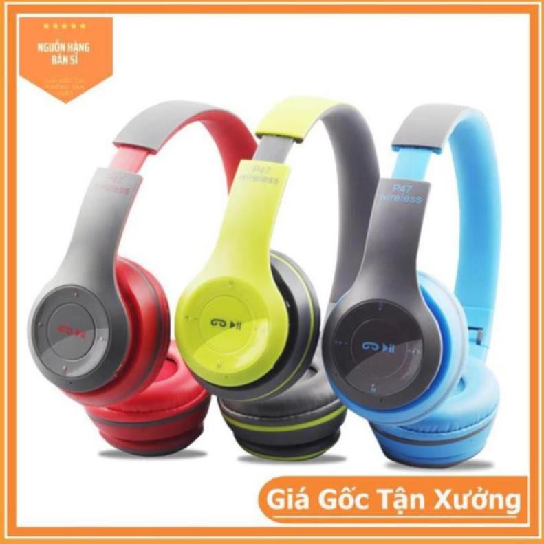 Tai nghe chụp tai Bluetooth bass khủng có khe thẻ nhớ, nghe gọi điện thoại - Cao cấp