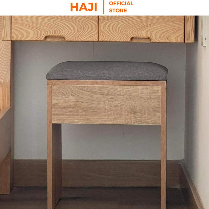 Ghế đẩu đa năng HAJI, Ghế bàn trang điểm lót đệm êm ái khung gỗ chắc chắn màu sắc sang trọng kiểu dáng hiện đại A138