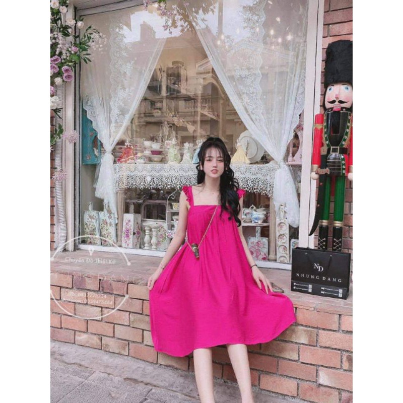 Đầm suông 2 dây phối bèo👗👗