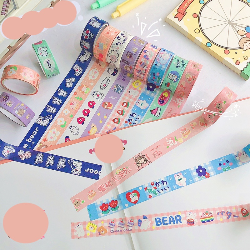 Cuộn washi tape dễ thương 3m phong cách Hàn ins dùng để dán hoặc trang trí