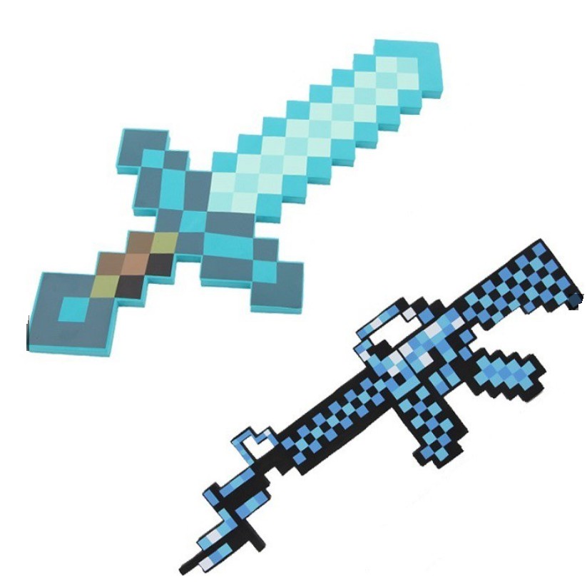 Combo kiếm cup rìu súng minecraft kim cương