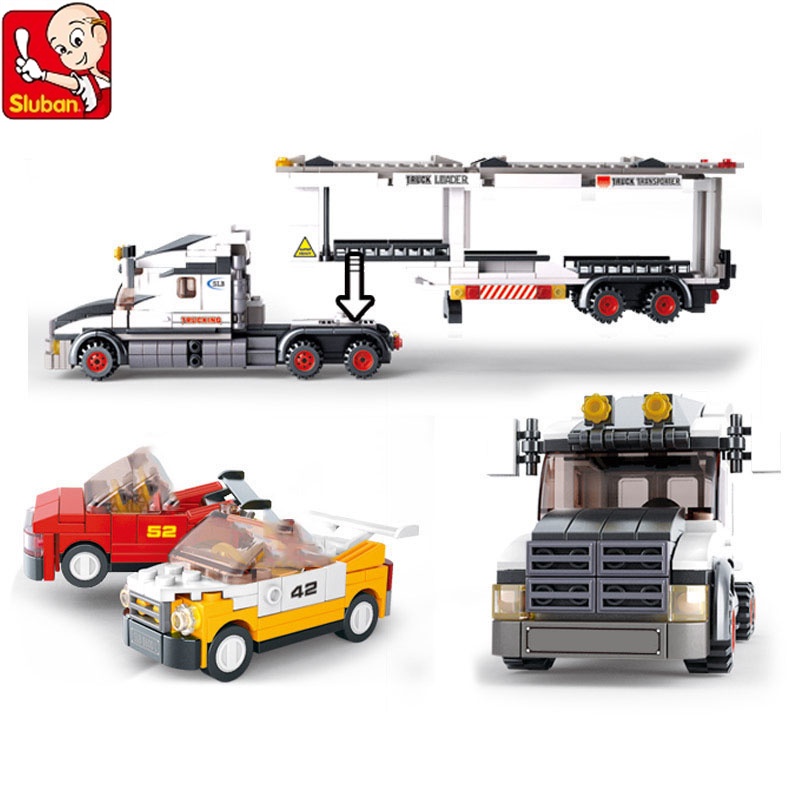Đồ chơi lắp ráp SLUBAN xe tải đầu kéo vận chuyển dành cho bé trai