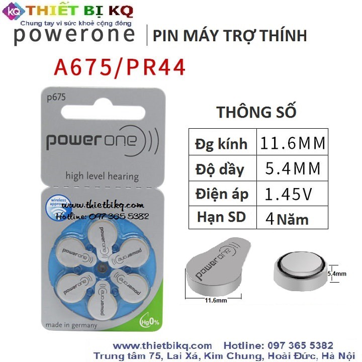 Pin máy trợ thính Power one P312 A13 zine Đức