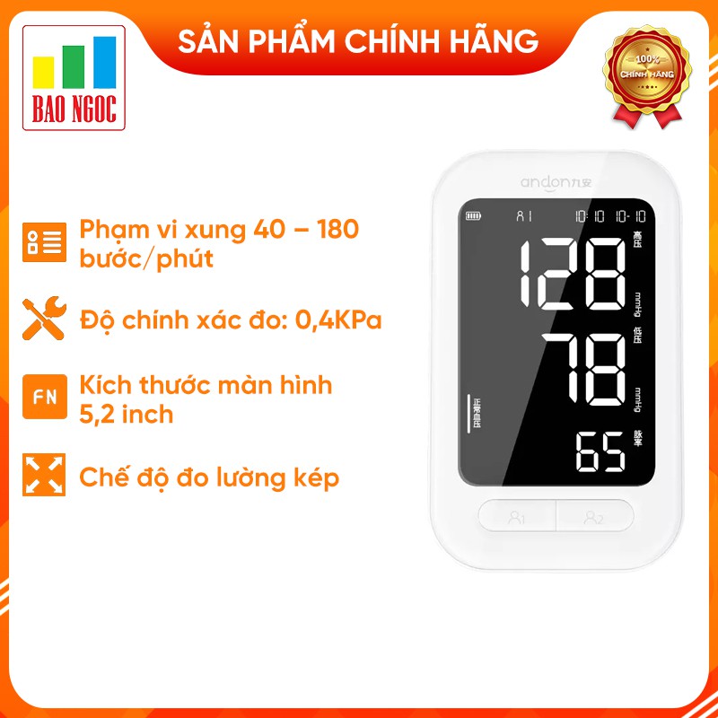 Máy đo huyết áp kỹ thuật số tự động Andon có đo nhịp tim thông minh di động Mihome App KD-5907