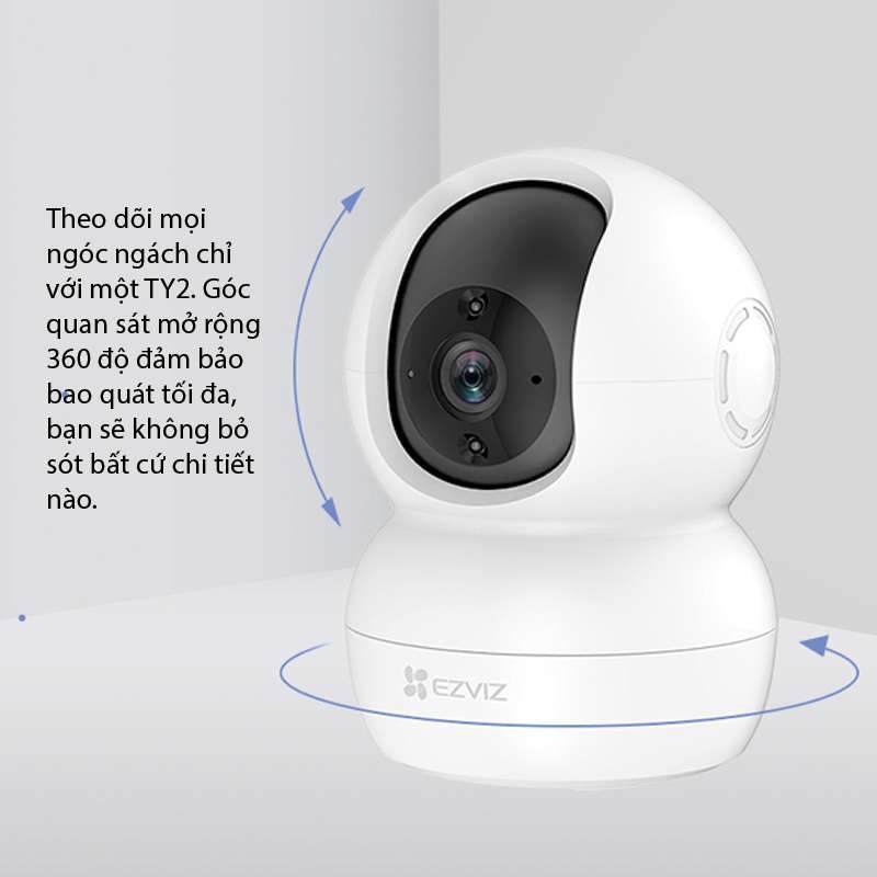 Camera Wifi Dòng EZVIZ CS-TY2 1080P Xoay 360 độ - Hàng Chính Hãng (Bản nâng cấp C6N)