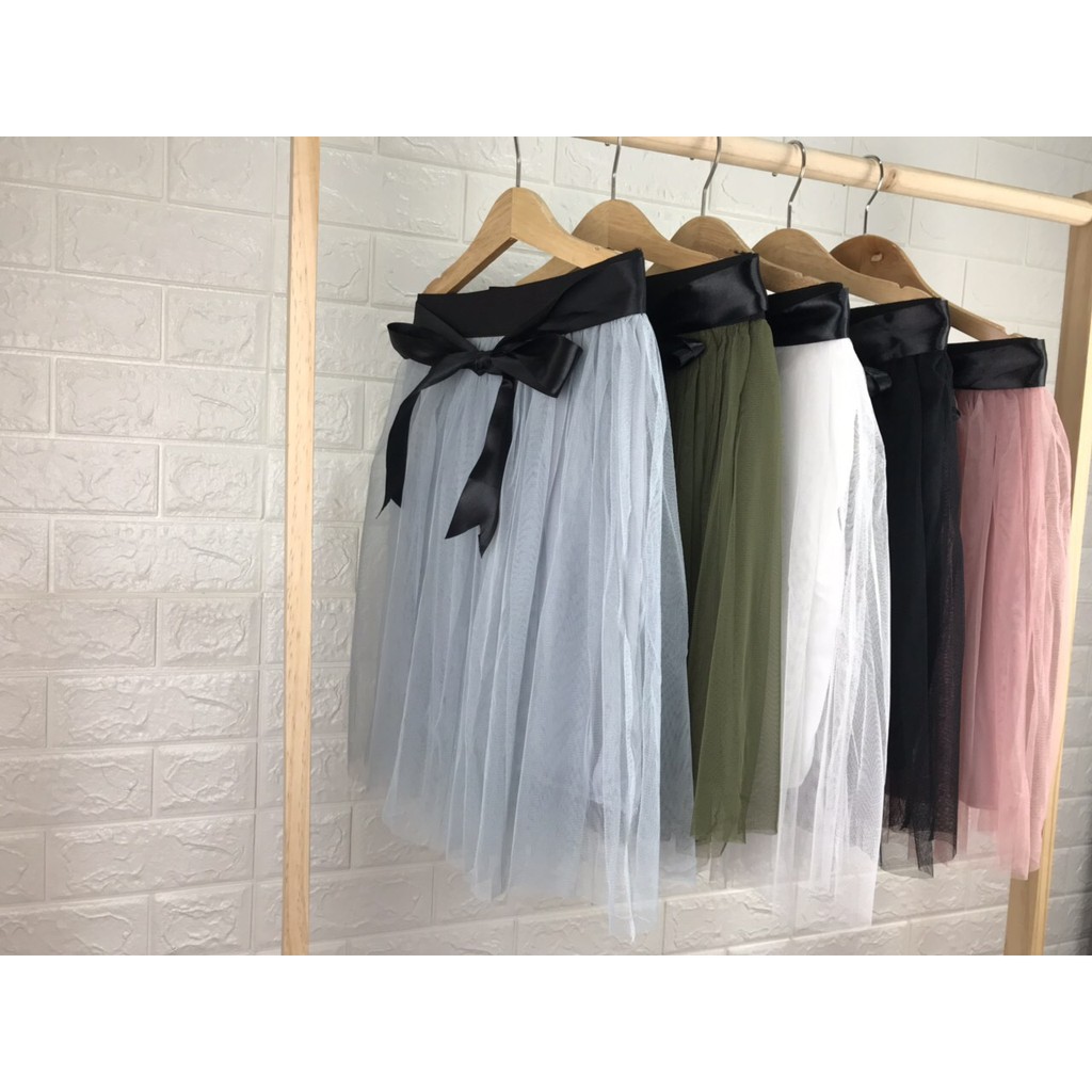 Chân váy lưới ngắn kèm nơ xinh xinh cực hot ảnh thật