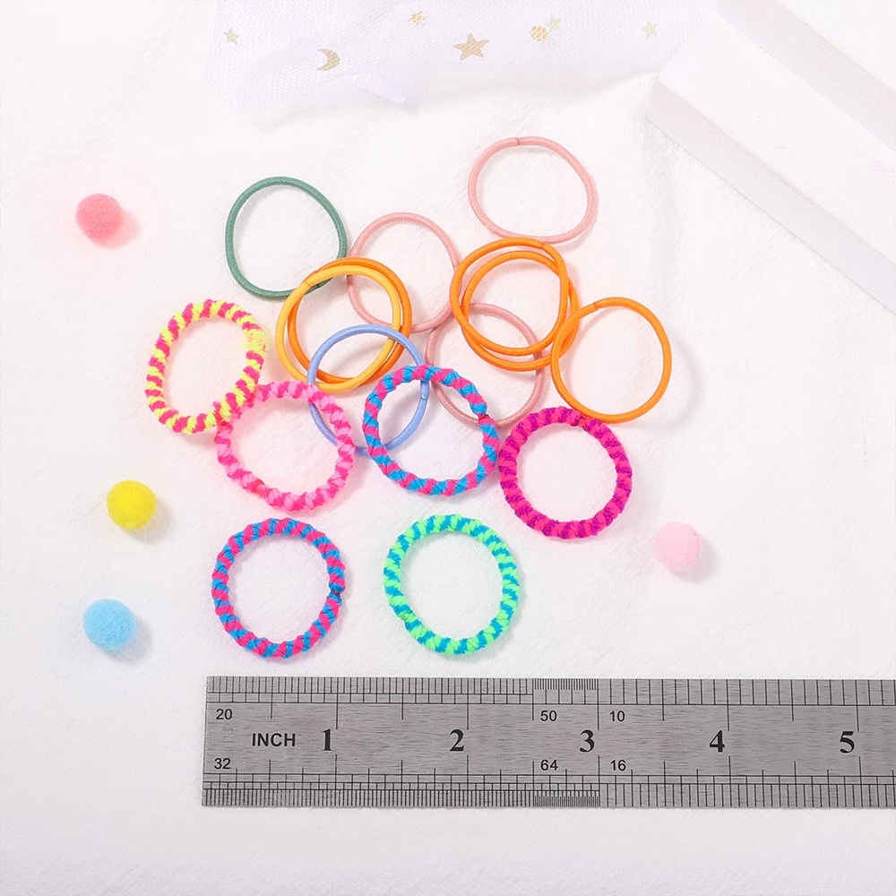 Set 100/50 dây cột tóc cao su co giãn ngắn gọn màu trơn phổ biến dành cho nữ