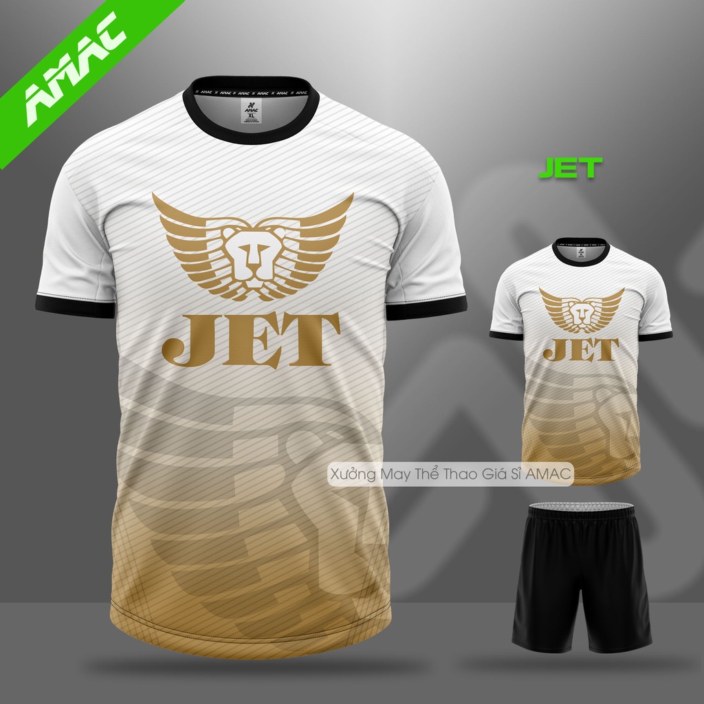 Bộ quần áo THUỐC LÁ JET AMAC chất liệu 100% Polyester siêu thấm hút mồ hôi không gây mùi cơ thể Trắng Đen