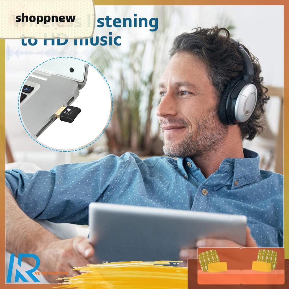 Shoppnew BT06A Portable Bluetooth 5.0 Adapter Wireless USB Audio Mini Music Dongle