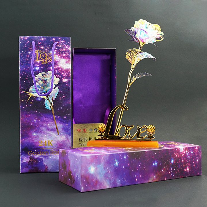 Hoa hồng galaxy phát sáng có chân đế LOVE mới | BigBuy360 - bigbuy360.vn
