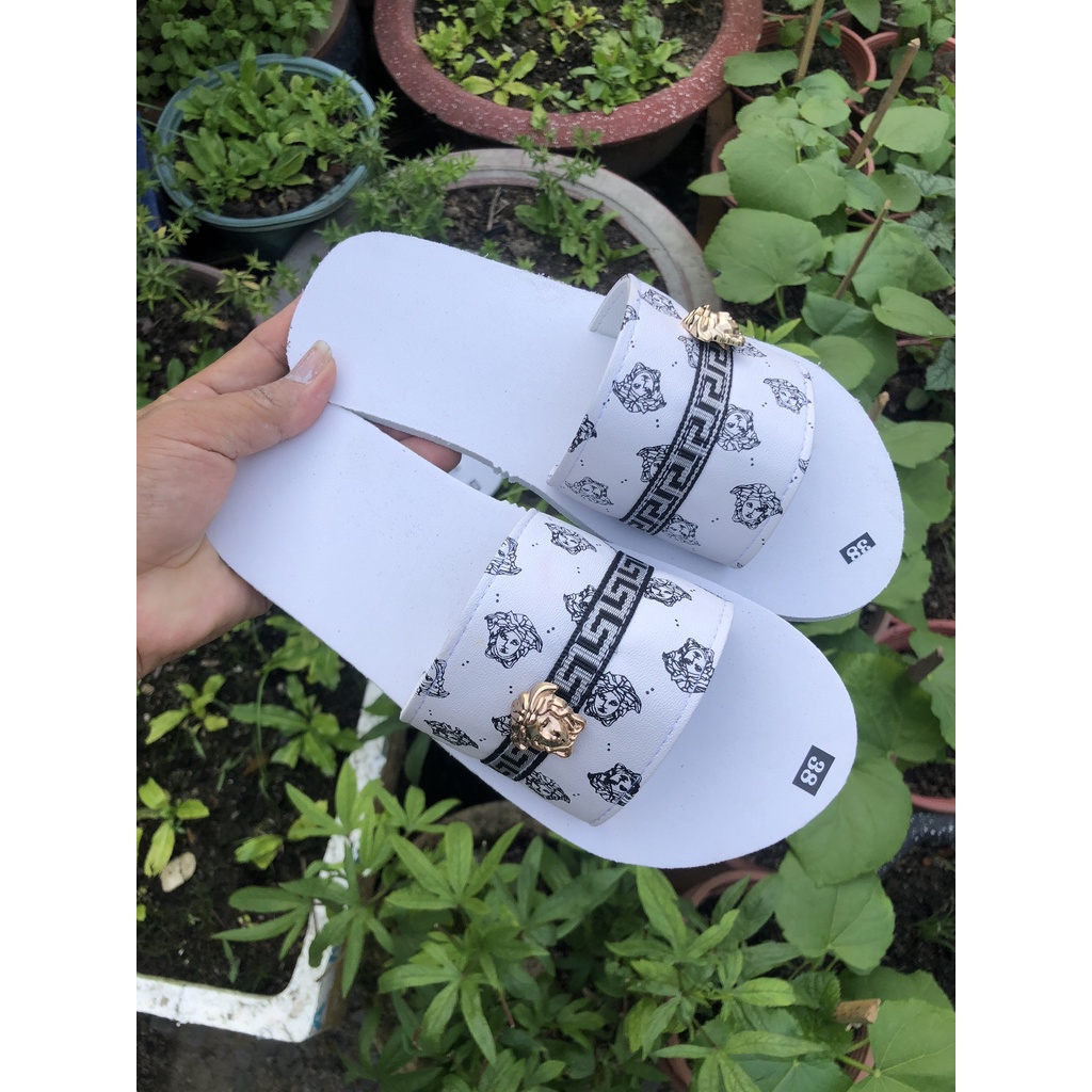 dép quai ngang đế bằng nam và nữ ( đế trắng quai ngang phối logo ) size từ 34 đến 44 nam
