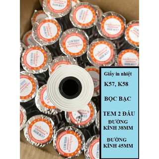20 cuộn giấy in nhiệt k57, k58 đường kính 38mm hoặc 45mm