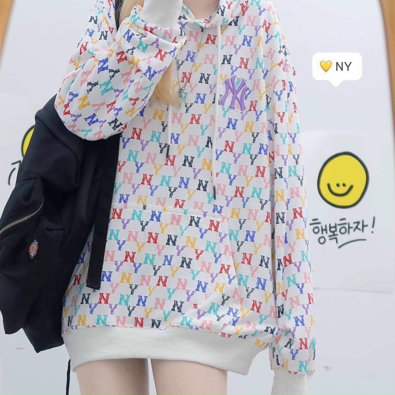 Áo nỉ chui hoodie có mũ MLB monogram,chất vải nỉ da cá dày dặn