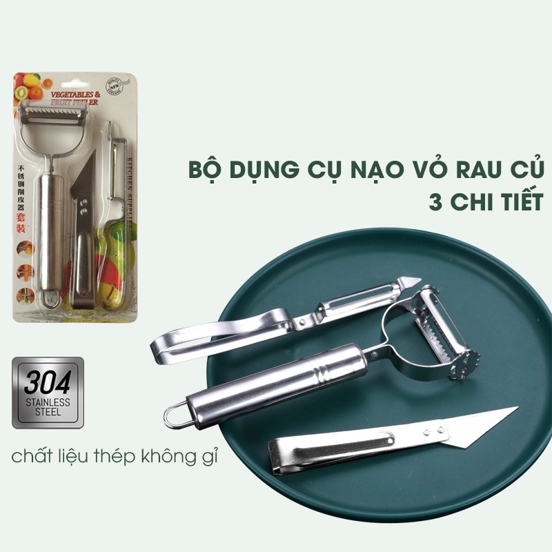 SET NẠO CỦ QUẢ INOX CẦM TAY CÓ LƯỠI RĂNG CƯA BÀO SỢI