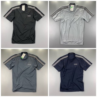 Áo thể thao nam Viền Sọc 2021 Hugo Sport, Áo tập gym nam co dãn 4 chiều thoáng mát, Ảnh thật.