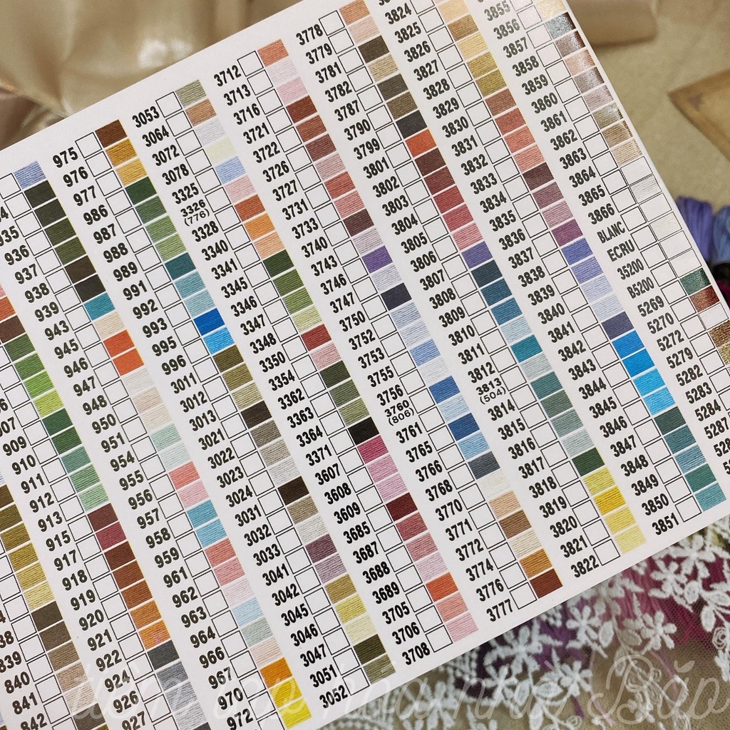 Bảng In 493 Mã DMC Và Màu Tương Ứng