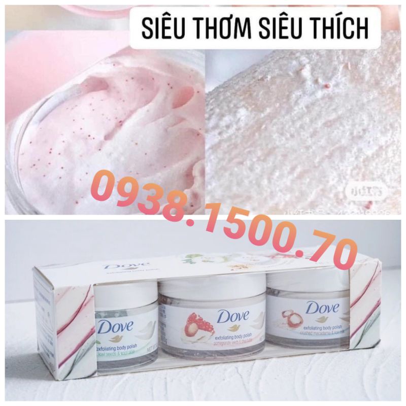 KEM TẨY TB CHẾT Body Dove Exfoliating Body Polish (SET 3 HỘP MINI)