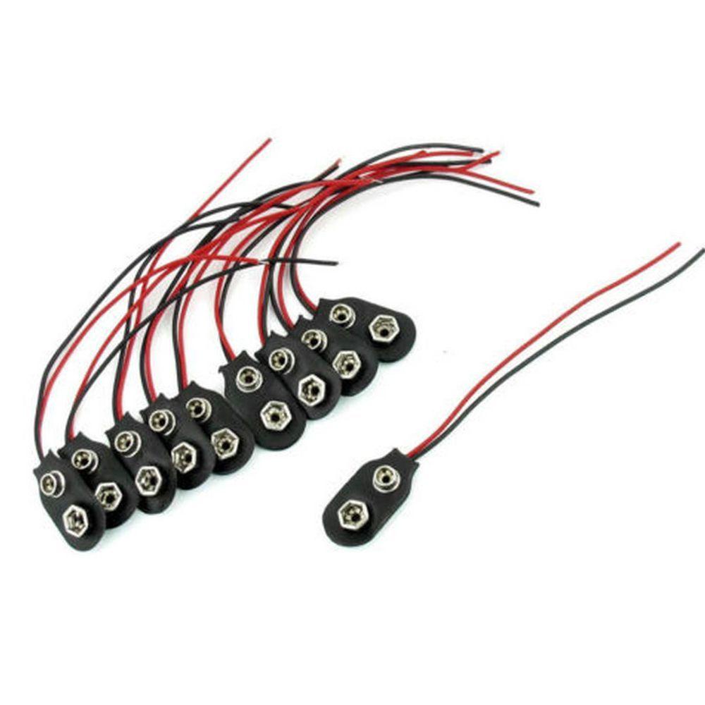 Bộ 10 Dây Cáp Nối Pin 9V Dài 10CM Màu Đen