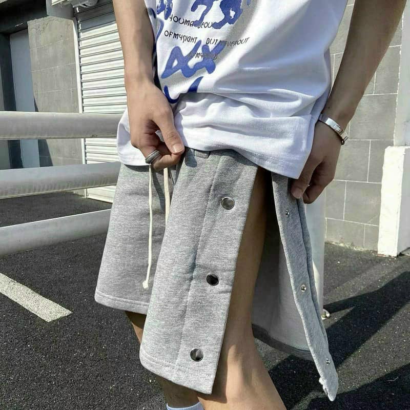 Quần short thun khuy nút Premium Cotton phông Unisex form rộng oversize- Gin Store