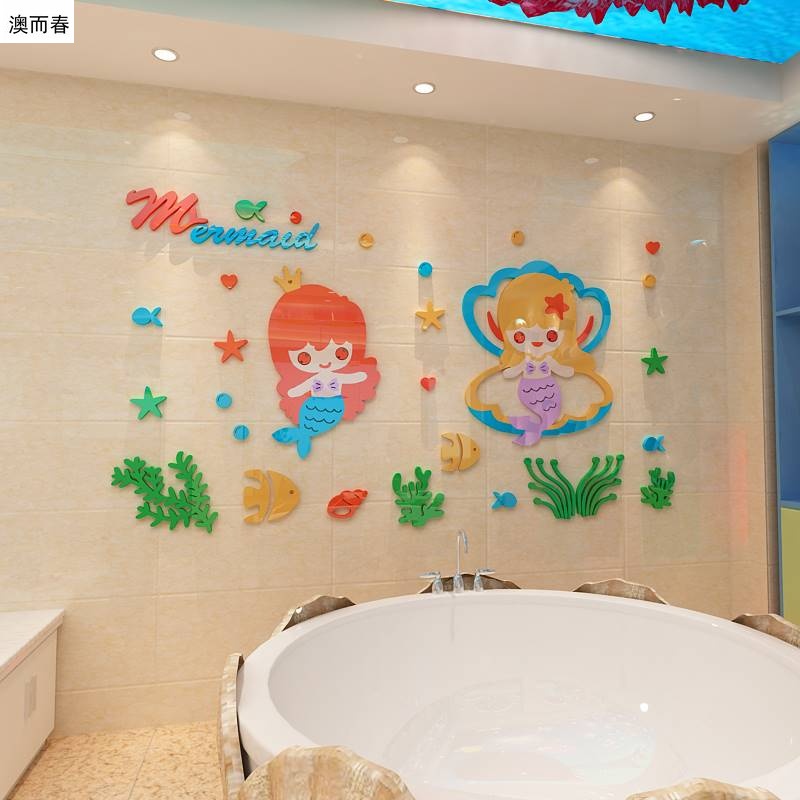 Tranh Mica trang trí Nàng tiên cá Trang trí phòng cho bé, Trường mầm non Nhiều Size - EPeBen