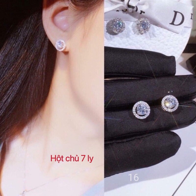 Bông tai nụ full xoàn tròn hột chủ 7ly siêu sáng BT72