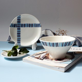 Chén gốm trắng sọc xanh | Bát cơm gốm - Ceramic bowl with blue line