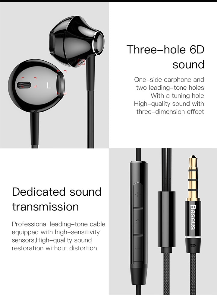 Tai Nghe Baseus Có Dây Thiết Kế Mic Jack Cắm 3.5mm earphone