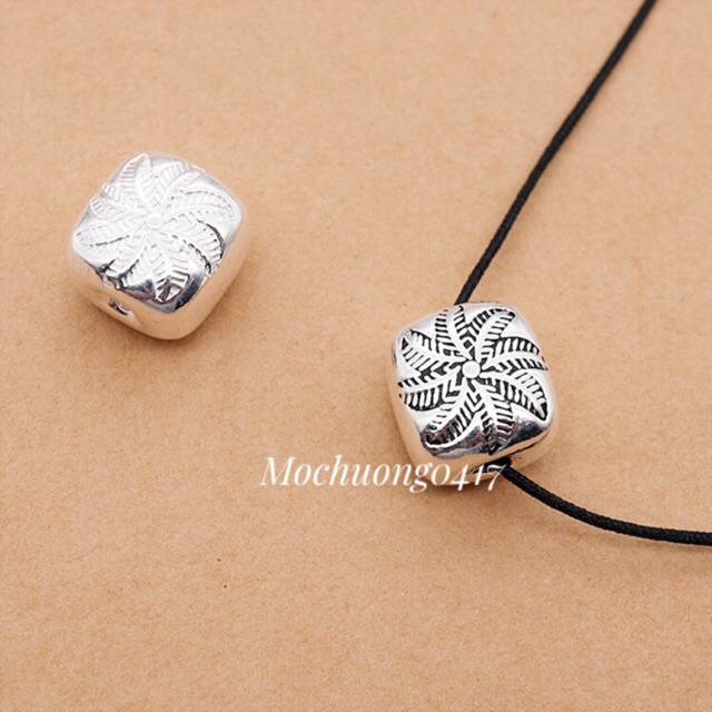 [FREE SHIP] Charm bạc cao cấp vuông in hoa - Hàng siêu đẹp bạc loại 1 PH338