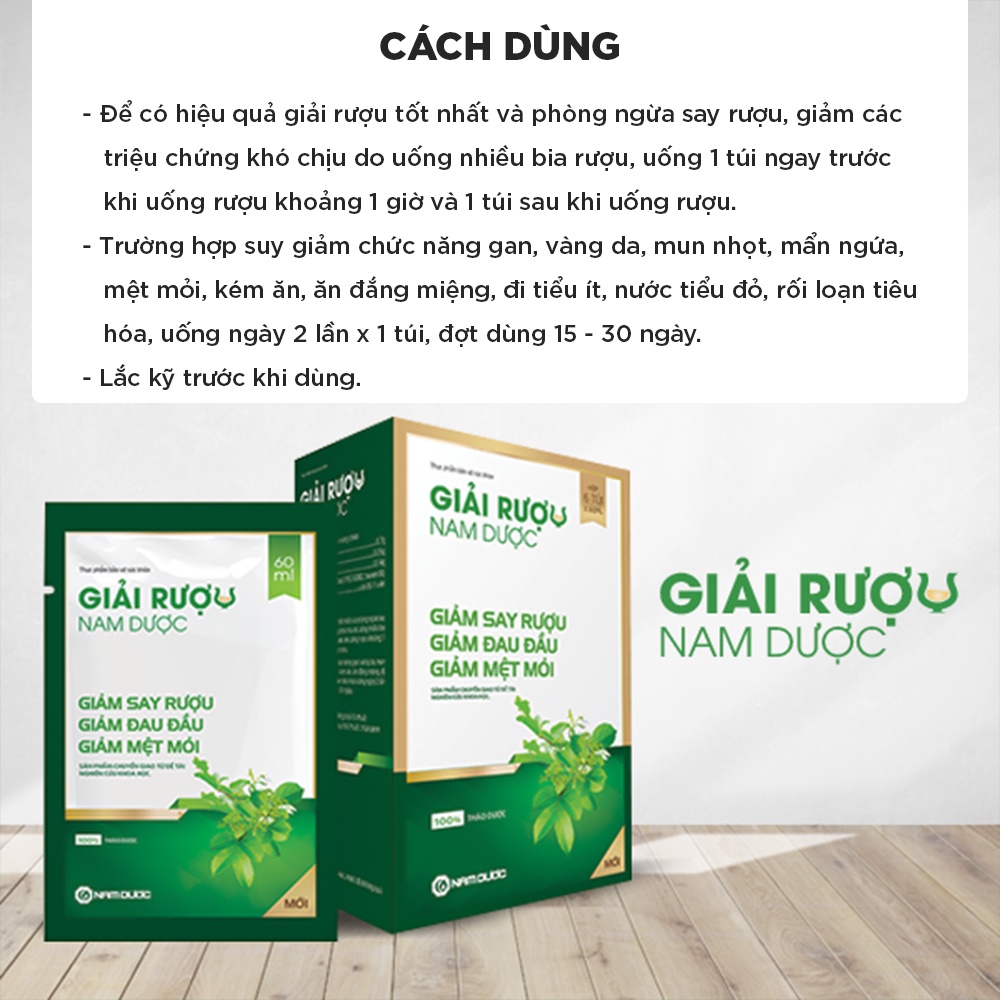 Nước giải rượu Nam Dược (hộp 6 túi)