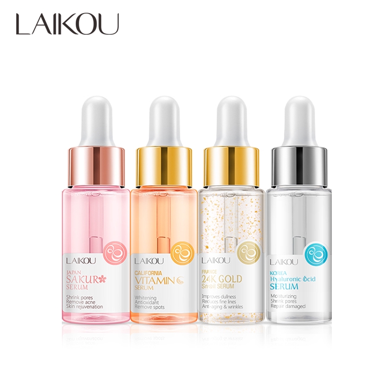 Serum LAIKOU Tinh Chất Hoa Anh Đào Nhật Bản/Axit Hyaluronic/Vàng 24K/Vitamin C Dưỡng Trắng Da Chống Lão Hóa