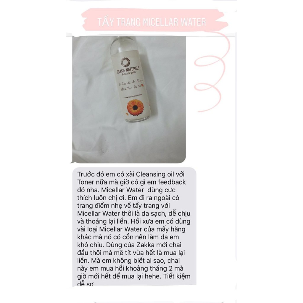 [Mã FMCGMALL - 8% đơn 250K] Nước Tẩy Trang Micellar Hoa Cúc Mật Ong Sạch Sâu, Dịu Nhẹ 200ml Zakka Naturals | BigBuy360 - bigbuy360.vn