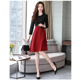 ❣️freeship❣️chân váy xếp ly phối nút sila