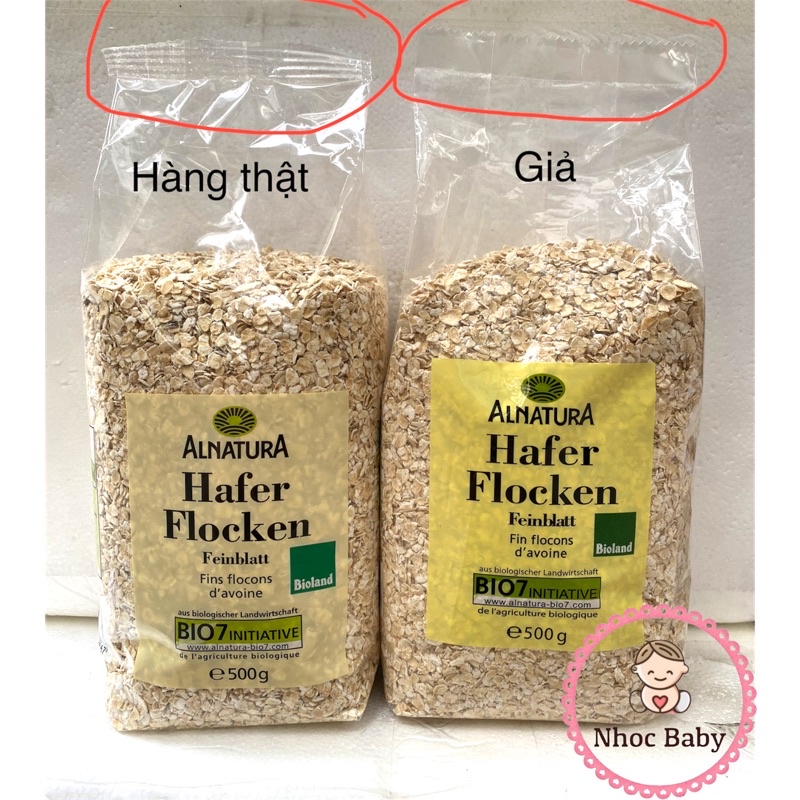 [CHUẨN AUTH] Yến mạch nguyên chất hữu cơ Bio Alnatura Đức gói 500gr (cán dẹt)