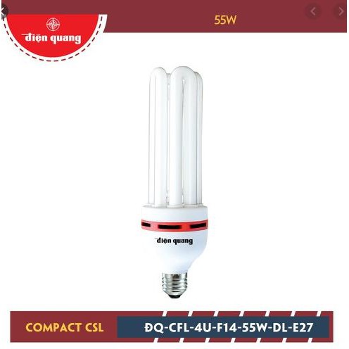 Đèn Compact Điện Quang ĐQ-CFL-4U-F14-35W,40W, 45W,50W, 55W-DL-E27