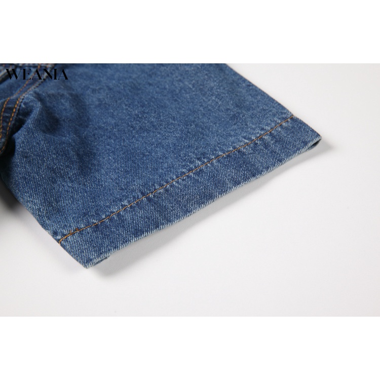 Đầm Denim Ngắn Tay Cổ Polo Phối Nút Thời Trang Dành Cho Nữ