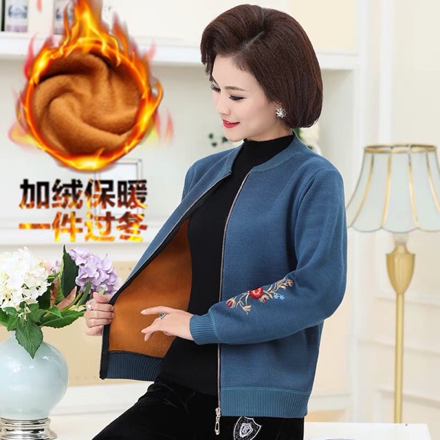 Áo khoác len lót lông trung niên