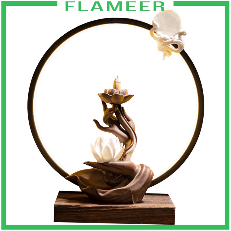 [FLAMEER] Ceramic Backflow Waterfall Incense Burner LED Light