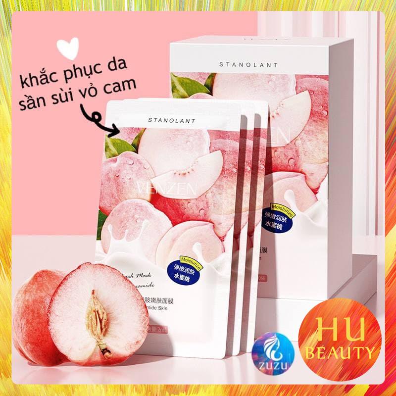 HỘP 30 Mặt nạ ngủ tinh chất sữa đào dưỡng trắng làm mịn thu nhỏ lỗ chân lông đồng thời làm sáng da hiệu quả HUBEAUTY